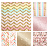 Gold & Pink Glitter Look Faux Leather Full Sheet Pack of 6