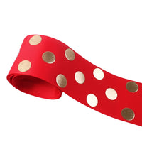 Spots Gold Foil on Red 1" Ribbon