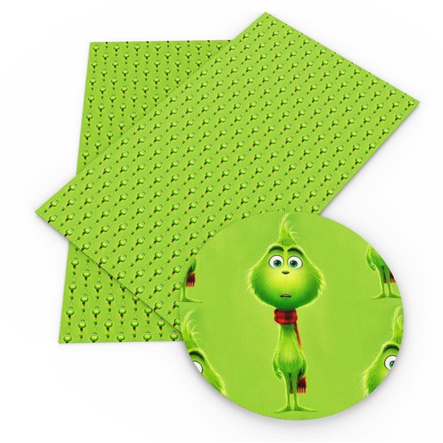 Christmas Grinch Man Faux Leather Sheet