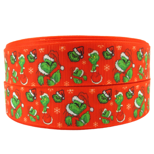 Christmas Grinch on Red 1" Ribbon