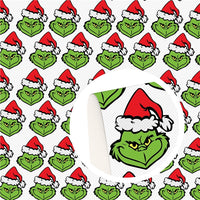 Christmas Grinch on White Faux Leather Sheet
