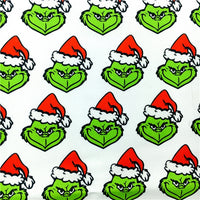 Christmas Grinch on White Faux Leather Sheet
