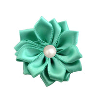 Satin Ribbon Flower with Pearl 3.8cm
