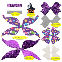 Pre Cut Halloween Candy Faux Leather Bows