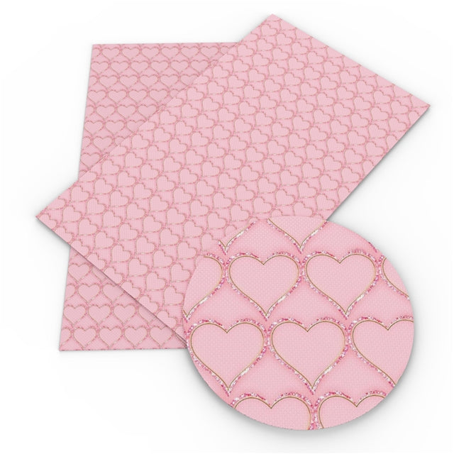 Hearts Pink Faux Leather Sheet