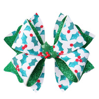 Pre Cut Christmas Holly Faux Leather Bow
