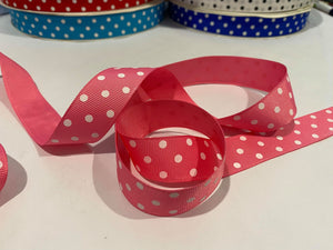 Spots Hot Pink / White 7/8" Ribbon