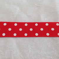 Spots Hot Red / White 7/8" Ribbon