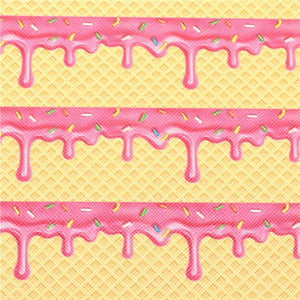 Ice Cream Drips with Pink Fine Glitter Double Sided Faux Leather Sheet