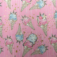 Ice Cream Unicorns on Pink Faux Leather Sheet
