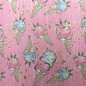 Ice Cream Unicorns on Pink Faux Leather Sheet