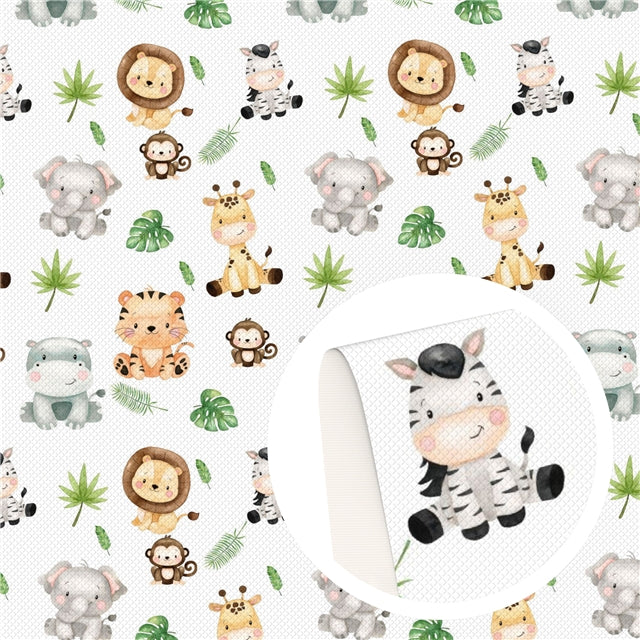 Jungle Animals Faux Leather Sheet