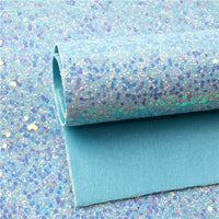 Light Blue Chunky Sequin Glitter with Blue Pearl Smooth Double Sided Sheet
