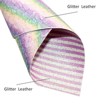 Lace Rainbow with Glitter Stripes Double Sided Faux Leather Sheet
