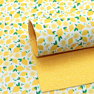Lemons with Yellow Fine Glitter Double Sided Sheet