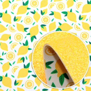 Lemons with Yellow Fine Glitter Double Sided Sheet