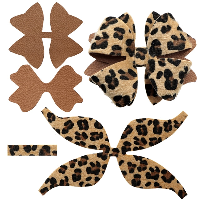 Pre Cut Leopard Faux Leather Bow