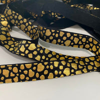 Leopard Gold Foil on Black 5/8" FOE (5 Yards)