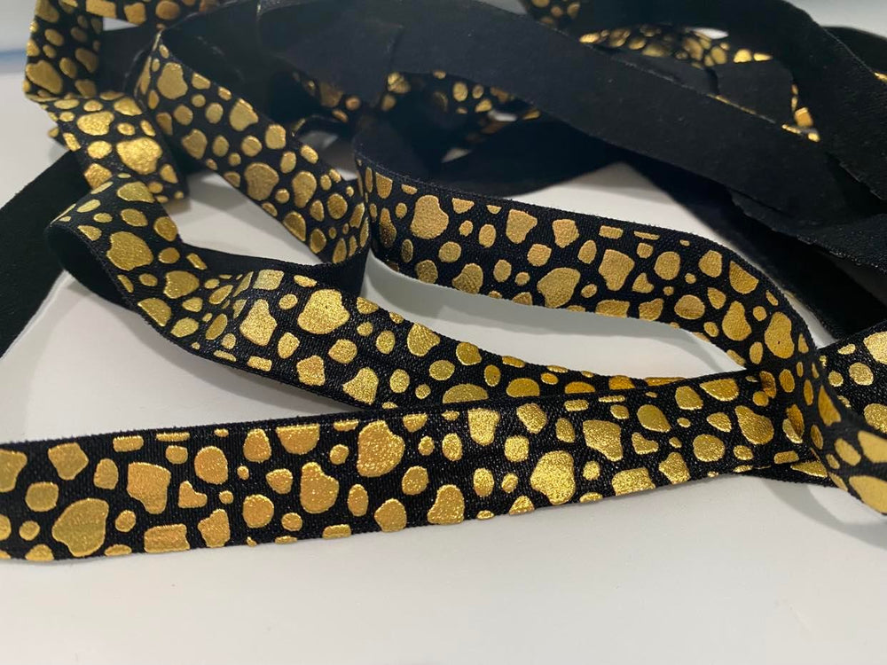 Leopard Gold Foil on Black 5/8