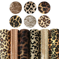 Leopard Print & Metallic Mix Faux Leather Full Sheet Pack of 6
