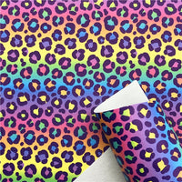 Leopard Rainbow Ombre Faux Leather Sheet