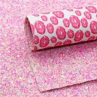 Kissing Lips with Pink Heart Chunky Glitter Double Sided Sheet
