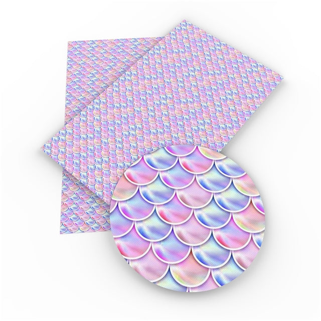 Mermaid Scales Pinks & Purples Faux Leather Sheet