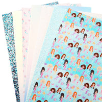 Mermaid Blues Faux Leather Full Sheet Pack of 7
