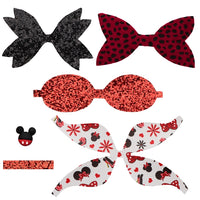Pre Cut Minnie Mouse Red Faux Leather Bows
