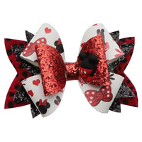 Pre Cut Minnie Mouse Red Faux Leather Bows