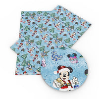 Christmas Mickey & Gang on Ombre Snow Faux Leather Sheet