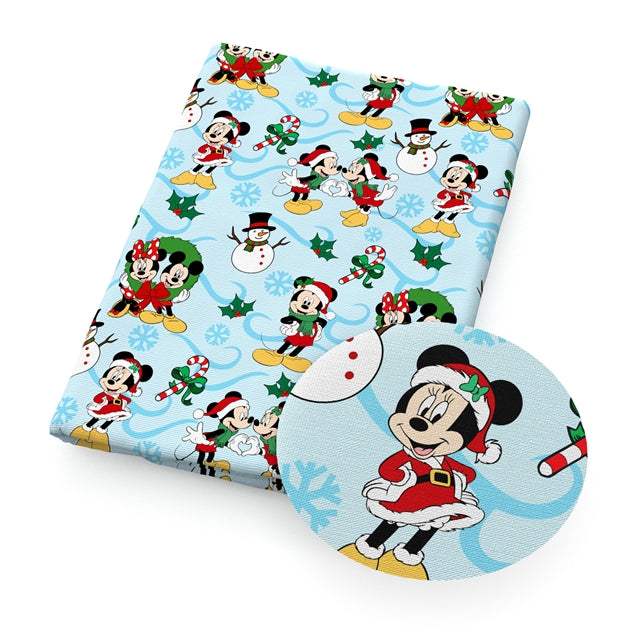 Christmas Mickey & Minnie in the Snow Faux Leather Sheet