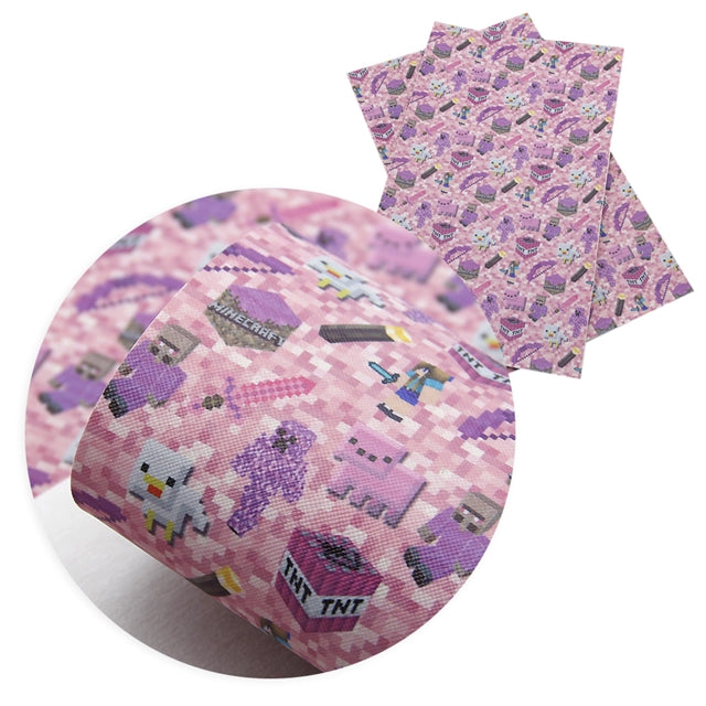 Minecraft on Pink Faux Leather Sheet | Dancing In Ribbon
