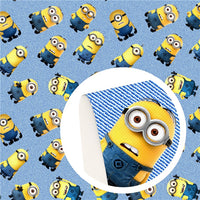 Minions on Denim Faux Leather Sheet