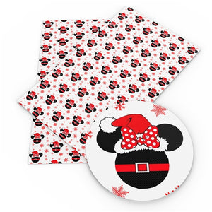 Christmas Minnie with Hat Faux Leather Sheet