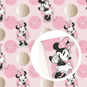 Minnie with Pink Bubbles Faux Leather Sheet
