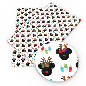 Christmas Minnie as a Reindeer Faux Leather Sheet