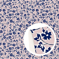 Floral Navy Flowers on Pinkish Faux Leather Sheet