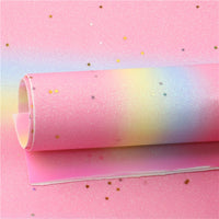 Pastel Ombre Glitter/Star Sequin with Pink Iridescent Double Sided Sheet
