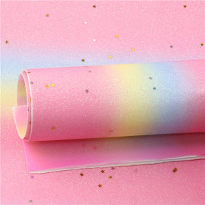 Pastel Ombre Glitter/Star Sequin with Pink Iridescent Double Sided Sheet