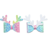 Glitter Ombre Pastel Antler Bow
