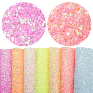 Pastel Chunky Glitter Faux Leather Full Sheet Pack of 7