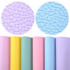 Pastel Solid Litchi Faux Leather Full Sheet Pack of 6