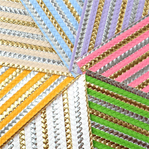 Pastel Metallic Stripe A5 Sheet Faux Leather Pack of 7