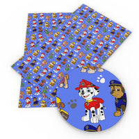 Paw Patrol on Blue Faux Leather Sheet
