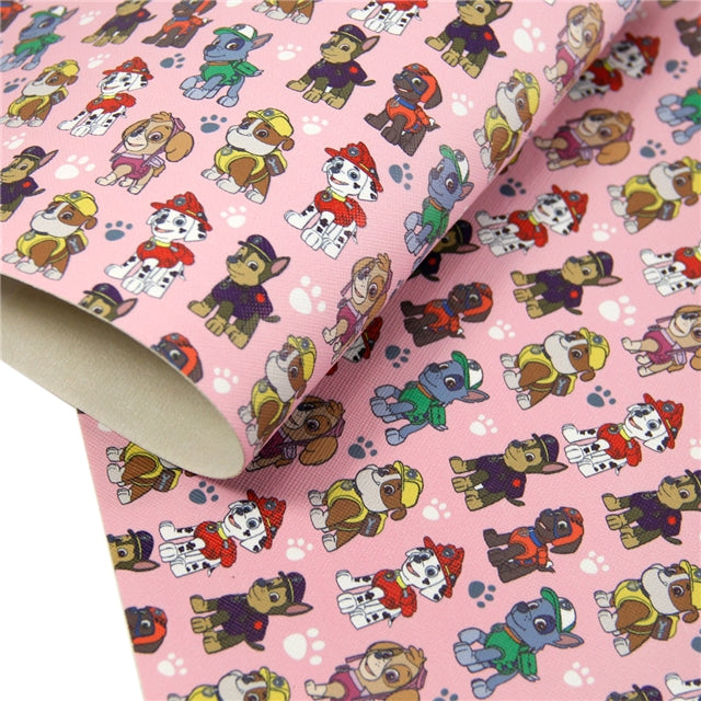 Paw Patrol on Pink Faux Leather Sheet