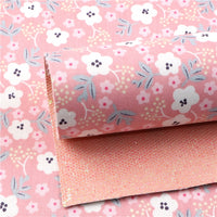Floral Pink with Pink Glitter Double Sided Sheet

