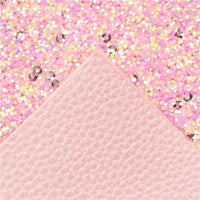 Pink Litchi with Pink & Silver Sequin Glitter Double Sided Faux Leather Sheet
