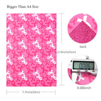 Pink Ribbon on Pink with Dark Pink Glitter Double Sided Sheet
