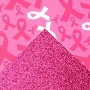 Pink Ribbon on Pink with Dark Pink Glitter Double Sided Sheet